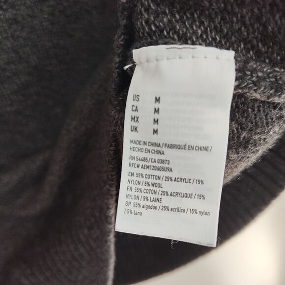 American Eagle 1/4-Button Sweater Men's M Gray Pullover Seriously Soft Long Slvs - Picture 7 of 8